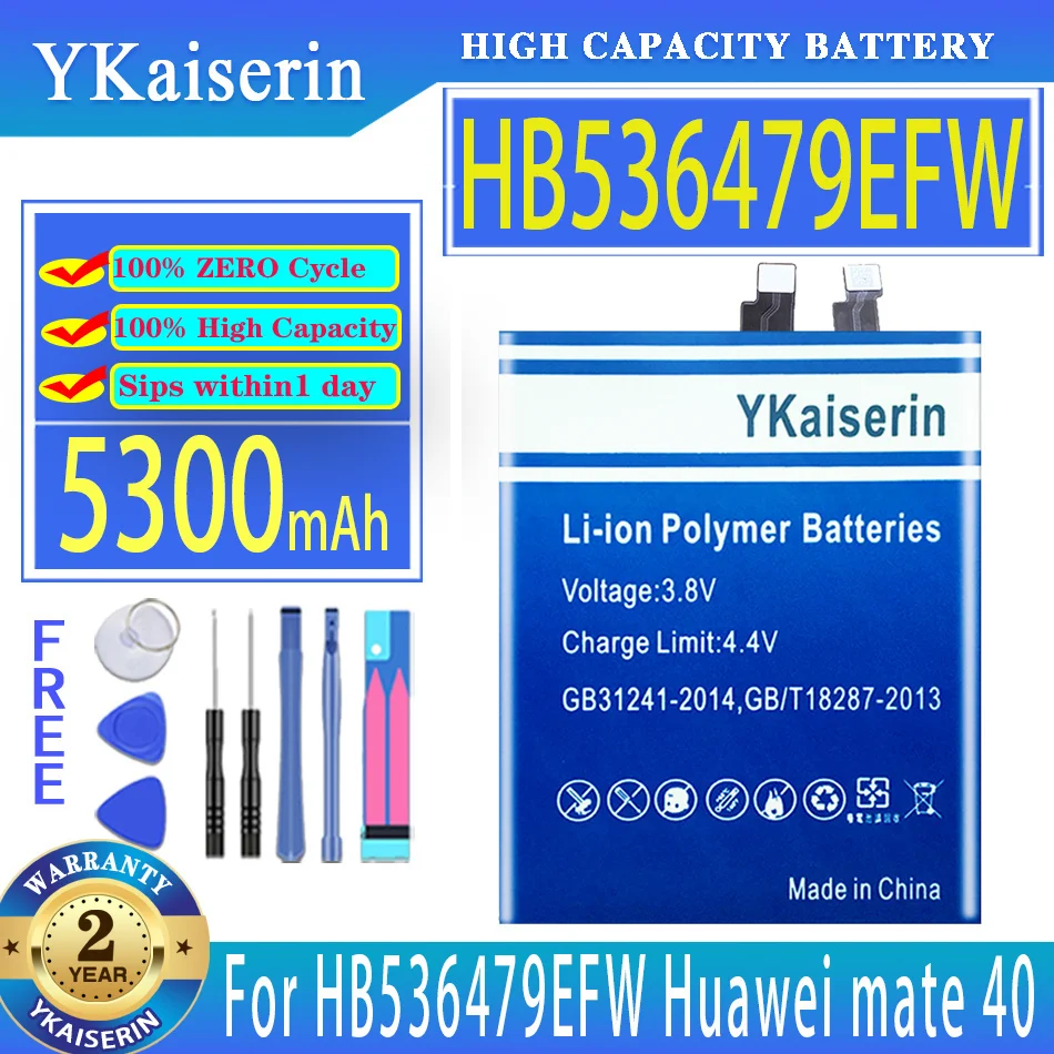 YKaiserin 5300mAh Replacement Battery For Huawei HB536479EFW MATE 40 MATE40 Mobile Phone Batteries
YKaiserin 5300mAh Replacement Battery For Huawei HB536479EFW MATE 40 MATE40 Mobile Phone Batteries