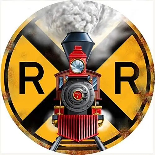 Circular Metal Sign,Train Signage Railroad Crossing,Vintage Round Tin Sign Nostalgic Funny Iron Painting
Circular Metal Sign,Train Signage Railroad Crossing,Vintage Round Tin Sign Nostalgic Funny Iron Painting