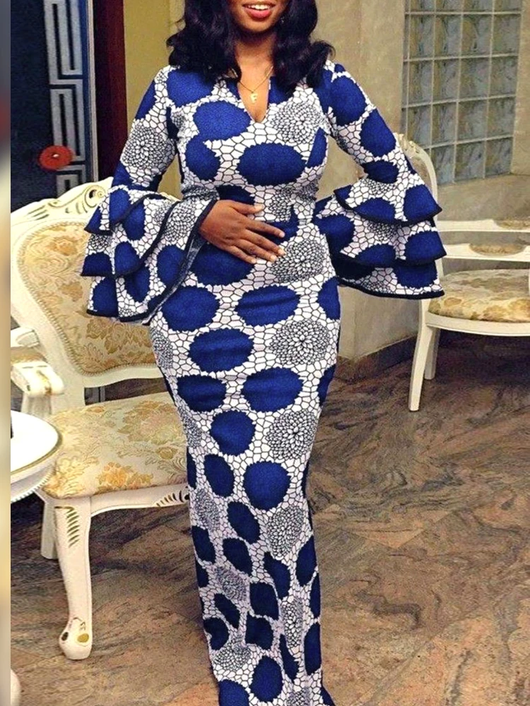 African Women Long Printed Dress Bodycon Layered Flare Sleeves V Neck Straight Dress Evening Birthday Party Wedding Guest Gowns
African Women Long Printed Dress Bodycon Layered Flare Sleeves V Neck Straight Dress Evening Birthday Party Wedding Guest Gowns