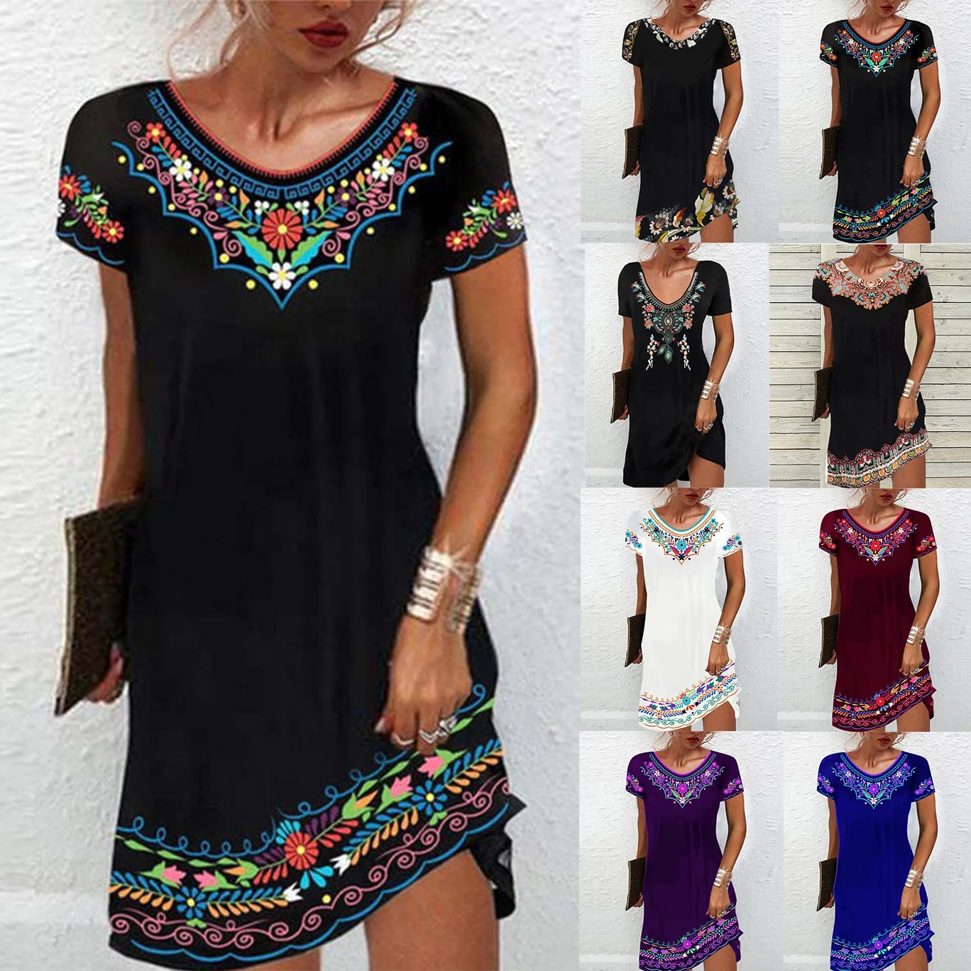2022 summer new women's ethnic style long skirt short-sleeved printed dress women
2022 summer new women's ethnic style long skirt short-sleeved printed dress women