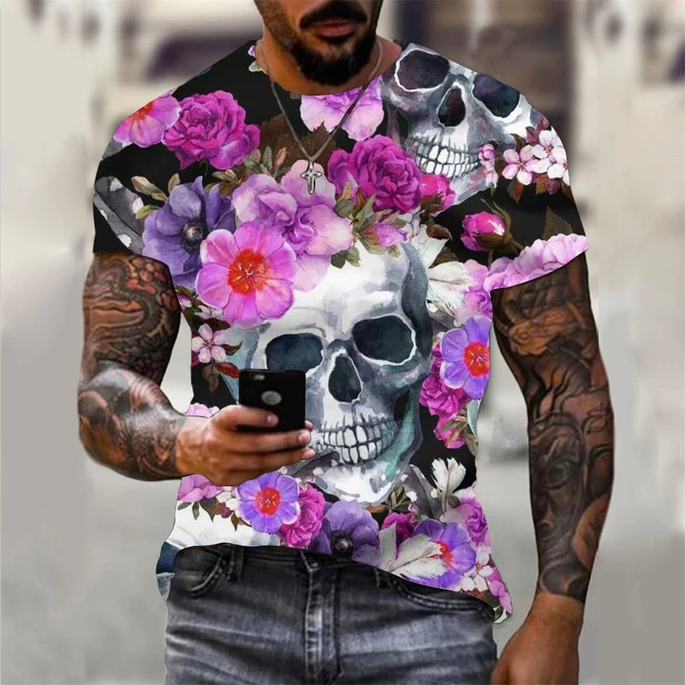 Vintage Skull Men's T-shirts Flower Graphics Print Short Sleeve Tee Loose Top Oversized T-shirt Party Men's Clothing Streetwear
Vintage Skull Men's T-shirts Flower Graphics Print Short Sleeve Tee Loose Top Oversized T-shirt Party Men's Clothing Streetwear