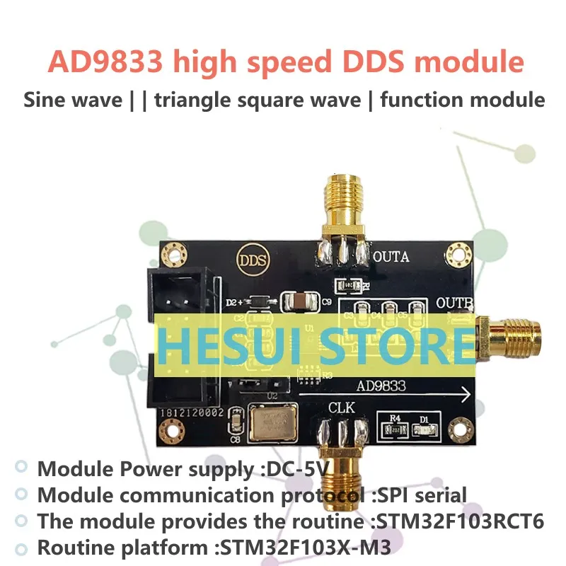 AD9833 module triangle wave sine wave signal source square wave generator DDS signal generator module new version
AD9833 module triangle wave sine wave signal source square wave generator DDS signal generator module new version