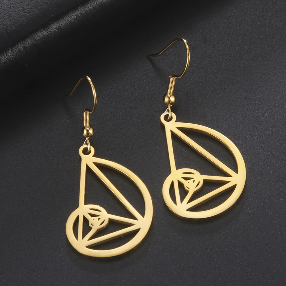 

Dawapara Fibonacci Spiral Earrings Sacred Geometry Golden Ratio Symbol Stainless Steel Drop Earrings Vintage Gift for Men Women