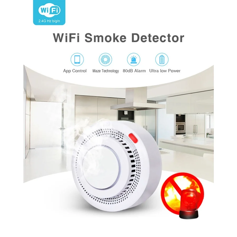 Беспроводной детектор дыма Liligood, пожарная сигнализация с приложением Smart Life, Wi-Fi, 80 дБ
Беспроводной детектор дыма Liligood, пожарная сигнализация с приложением Smart Life, Wi-Fi, 80 дБ