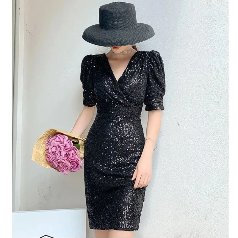 2023 Summer Dress Sequins High End French Style Banquet Evening Dress Dresses Short Women's Light Luxury Clothing
2023 Summer Dress Sequins High End French Style Banquet Evening Dress Dresses Short Women's Light Luxury Clothing