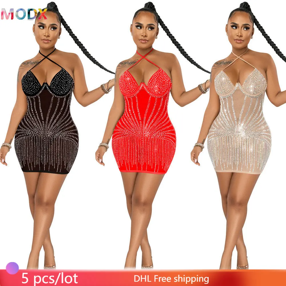 5 Pcs Wholesale 2023 Women's Summer Nightclub Style Sexy Lace Up Lace Up Suspender Dress Mesh Perspective Hot Drill Dress 9601
5 Pcs Wholesale 2023 Women's Summer Nightclub Style Sexy Lace Up Lace Up Suspender Dress Mesh Perspective Hot Drill Dress 9601