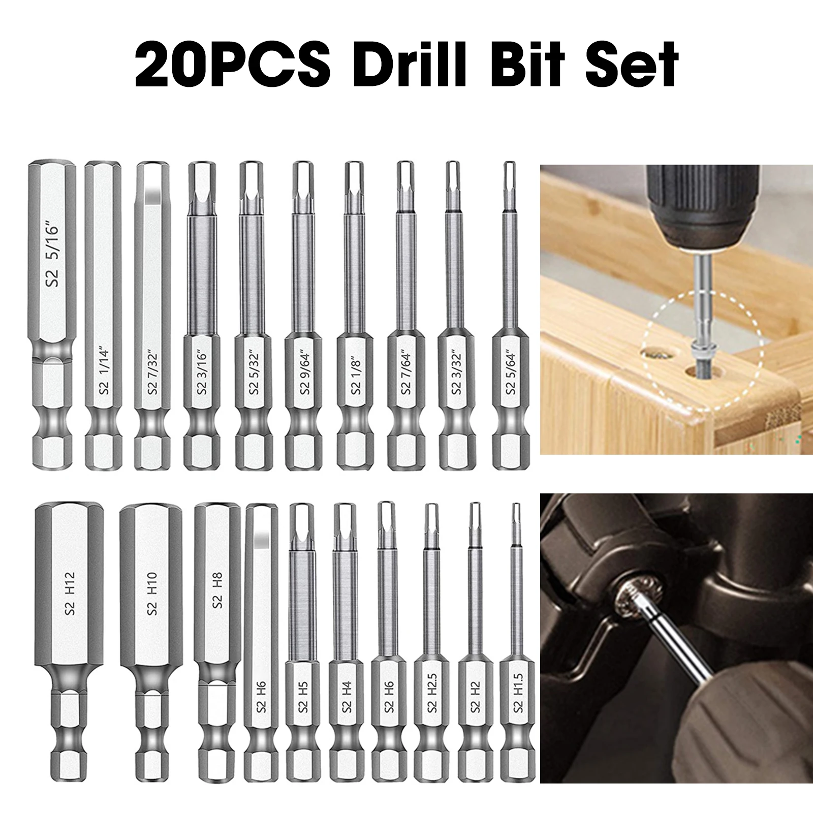 20Pcs/Set Hex Head Allen Wrench Drill Bit Set Premium S2 Steel Drill Bit Quick Release Shank Magnetic Screwdriver Bit Set
20Pcs/Set Hex Head Allen Wrench Drill Bit Set Premium S2 Steel Drill Bit Quick Release Shank Magnetic Screwdriver Bit Set