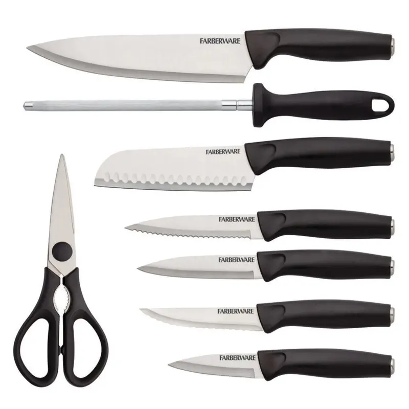 

12pcs Nova Cutlery Block Set, Black Kitchen knives Chef knife Cook Set Chef Utility Slicer Vegetable Peeler