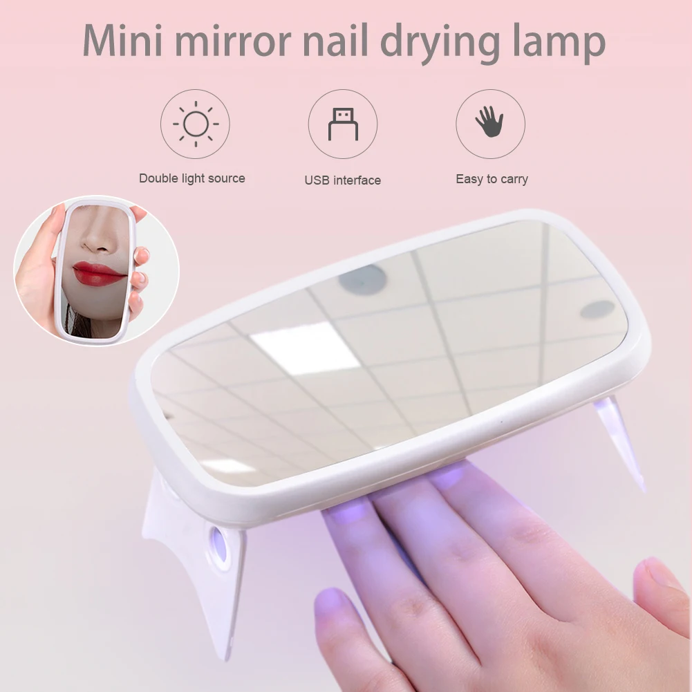 8W Nail Drying Lamp With Makeup Mirror UV/LED Nail Dryer Portable Nail Lamp Manicure Machine Home Use Nail Art Tools
8W Nail Drying Lamp With Makeup Mirror UV/LED Nail Dryer Portable Nail Lamp Manicure Machine Home Use Nail Art Tools