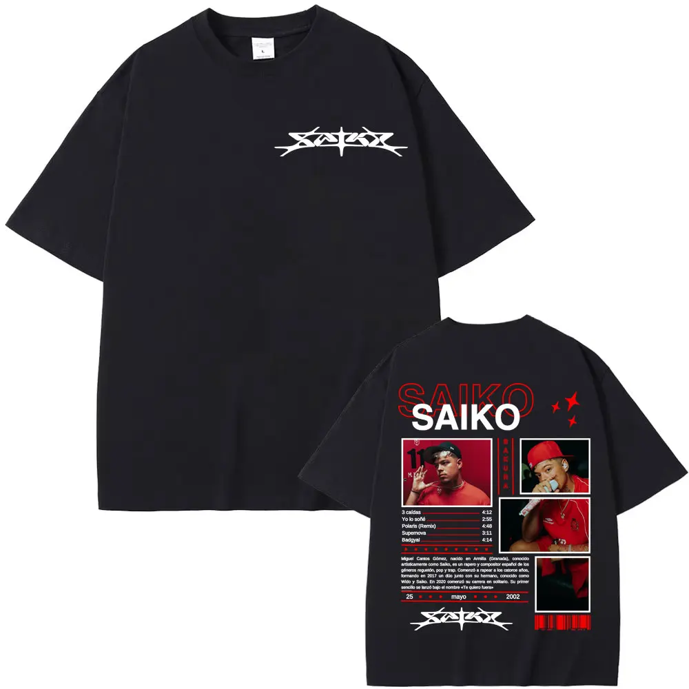 Рэпер SAIKO POL ARIS 2025 Tour Футболки Мужчины Женщины Винтаж Хип-Хоп Панк Уличные Мужские