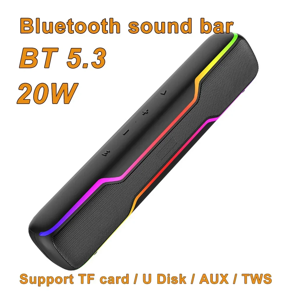 Музыкальный центр Настольный беспроводной длинный бар RGB Light Звуковая панель