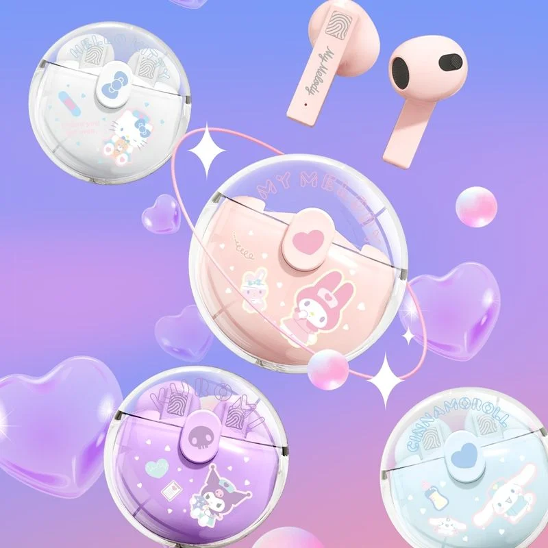 Sanrio Kawaii Hello Kitty Bluetooth Headphones Cinnamoroll Cartoon Cute Noise Canceling In-Ear Universal Wireless Headphones
Sanrio Kawaii Hello Kitty Bluetooth Headphones Cinnamoroll Cartoon Cute Noise Canceling In-Ear Universal Wireless Headphones