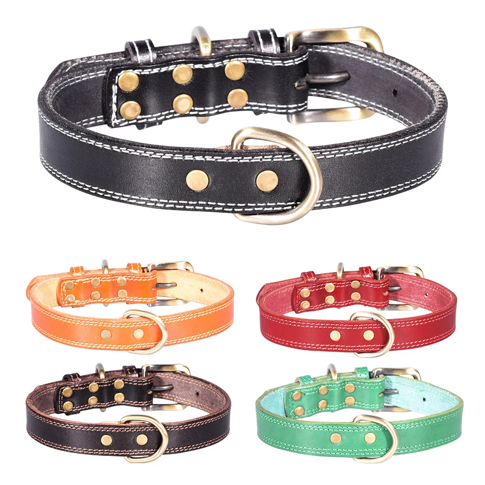 First layer cowhide pet collar Leather glossy lettering dog collar Bronze fastener cowhide collar for medium and large dogs
First layer cowhide pet collar Leather glossy lettering dog collar Bronze fastener cowhide collar for medium and large dogs