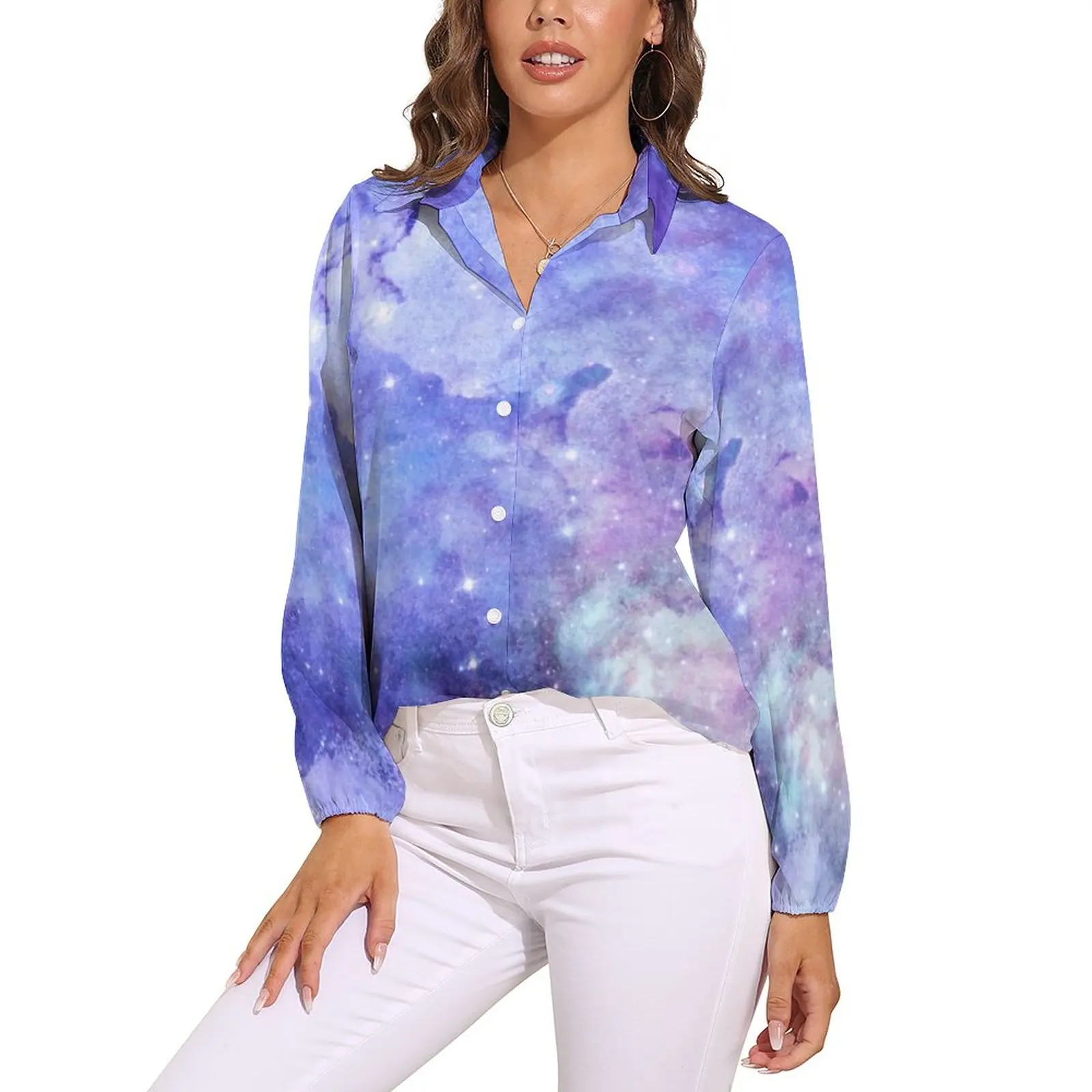Watercolor Galaxy Sky Blouse Starry Space Print Cute Graphic Blouses Women Long Sleeve Casual Shirts Spring Oversized Top
Watercolor Galaxy Sky Blouse Starry Space Print Cute Graphic Blouses Women Long Sleeve Casual Shirts Spring Oversized Top