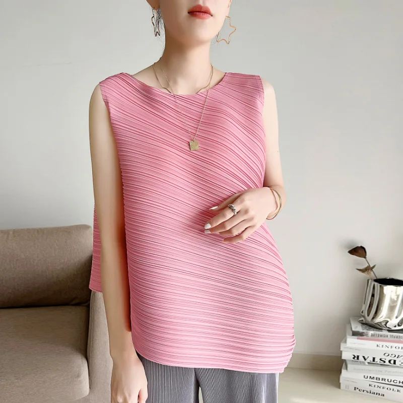 Женская футболка миаке, плиссированная модная повседневная свободная Летняя асимметричная Универсальная футболка без рукавов
Женская футболка миаке, плиссированная модная повседневная свободная Летняя асимметричная Универсальная футболка без рукавов