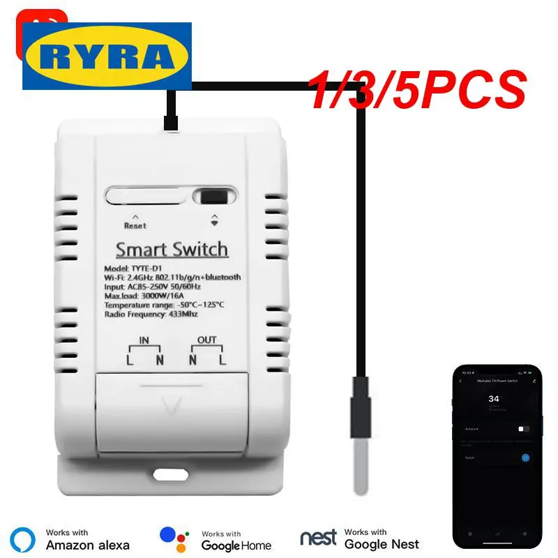 1/3/5PCS Tuya Smart Home WiFi/RF Switch With Temperature Sensor Smart Thermostat Built-in Power Monitor For Alexa
1/3/5PCS Tuya Smart Home WiFi/RF Switch With Temperature Sensor Smart Thermostat Built-in Power Monitor For Alexa