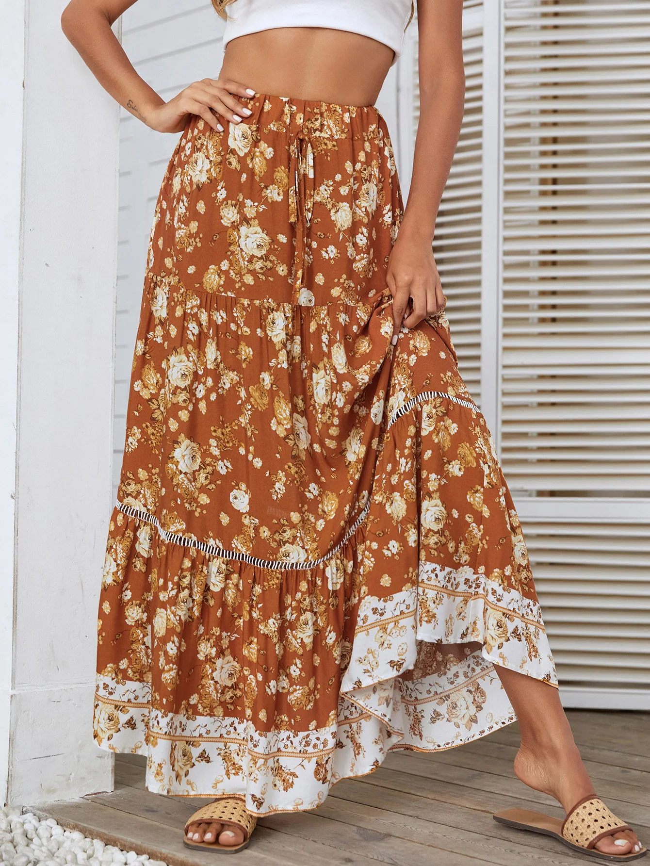 2022 Time-limited Direct Selling Cotton Casual Empire Patchwork Faldas Maxi Skirt Hollow Splicing Positioning Swing Skirt
2022 Time-limited Direct Selling Cotton Casual Empire Patchwork Faldas Maxi Skirt Hollow Splicing Positioning Swing Skirt