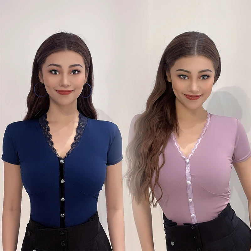 New Women Short Sleeves Latin Top Adults Lace-Trimmed Ballroom Dance Top Waltz Latin Competition Practice Tops Stage Wear SL7182
New Women Short Sleeves Latin Top Adults Lace-Trimmed Ballroom Dance Top Waltz Latin Competition Practice Tops Stage Wear SL7182