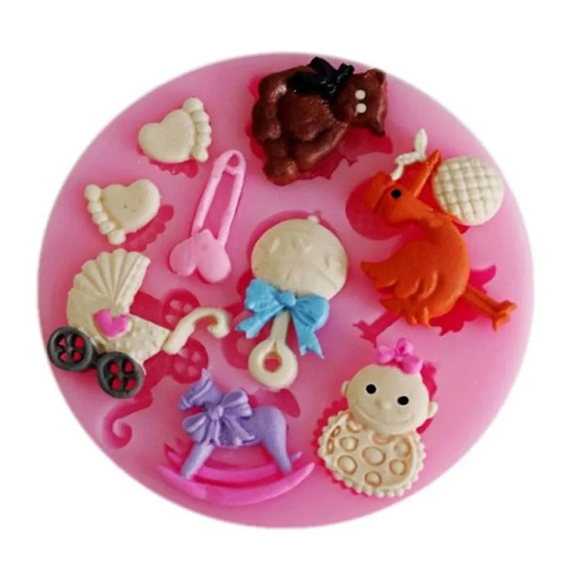 

Cute Animal Silicone Baby Foot Mold For Cake Decoration Fondant 3D Feet Chocolates Turn Sugar Moulds Kitchen Baking Pink Tools