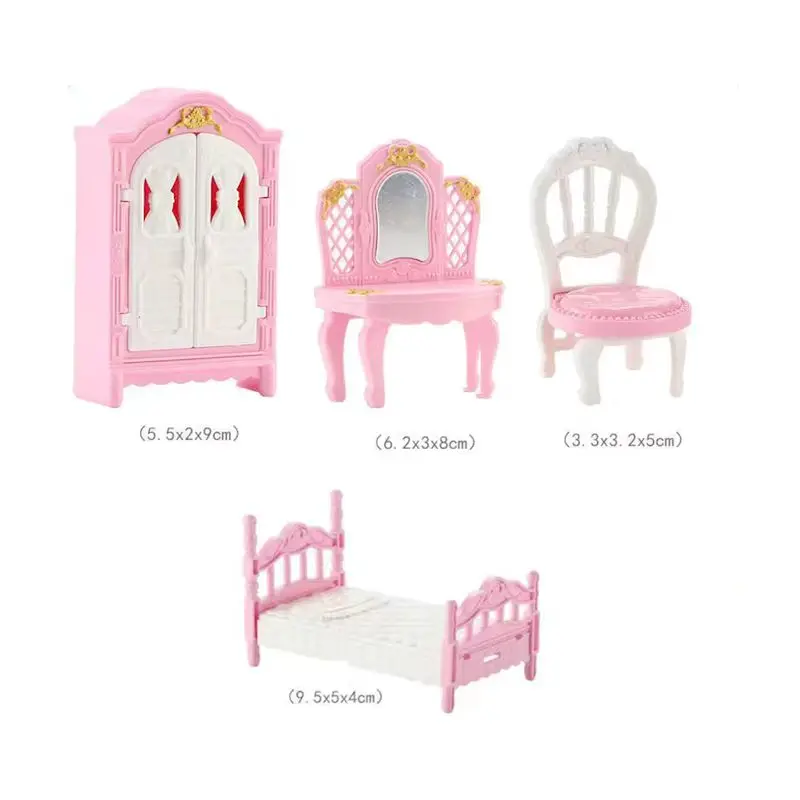 Kawaii 4 Items/Lot Brilliant Miniature Dollhouse Furniture Doll Bed Madeup Desk Wardrobe Chair For Barbie' Baby 5.5'' Girls Boys
Kawaii 4 Items/Lot Brilliant Miniature Dollhouse Furniture Doll Bed Madeup Desk Wardrobe Chair For Barbie' Baby 5.5'' Girls Boys