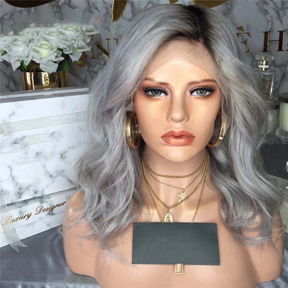 Ombre Wavy Short Bob Gray Blonde Synthetic Hair Lace Front Wigs for White Women Glueless High Temperature Fiber Cosplay Wigs
Ombre Wavy Short Bob Gray Blonde Synthetic Hair Lace Front Wigs for White Women Glueless High Temperature Fiber Cosplay Wigs