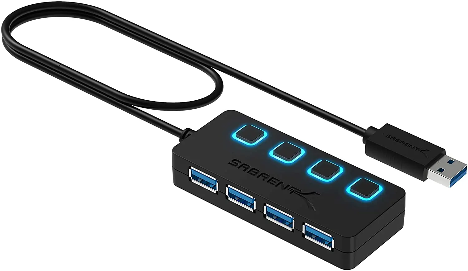 

4-портовый USB-концентратор sabпрокат 3,0, тонкий телефон с увеличенным кабелем длиной 2 фута, для Mac, XPS, ПК, флэш-накопителя, мобильного жесткого д...