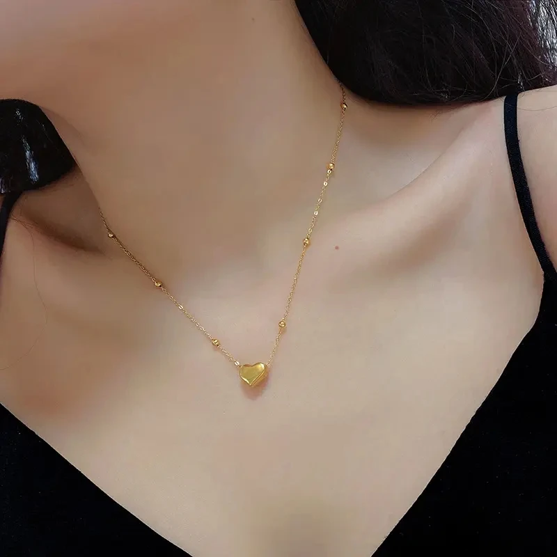 Stainless Steel Heart Pendent Necklace For Women Girls Dainty Bead Choker Gold Plated Fashion Jewelry Valentine's Day Gift 
Stainless Steel Heart Pendent Necklace For Women Girls Dainty Bead Choker Gold Plated Fashion Jewelry Valentine's Day Gift
