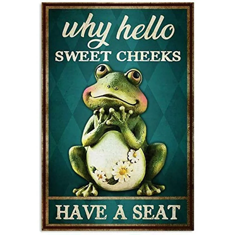 

Vintage Frog Why Hello Got A Seat Cat Metal Poster Iron Tin Sign Painting Home Family Lovers Funny Gift Signs Cafe Shop Bedroom
