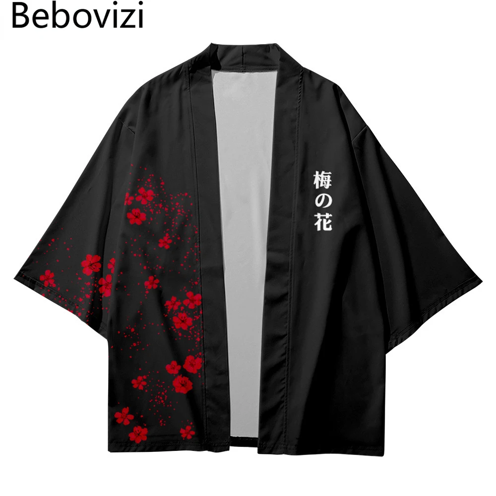 

Harajuku Traditional Samurai Plum Bossom Kimono Japanese Cardigan Loose Women Men Cosplay Yukata Clothing Plus Size Haori
