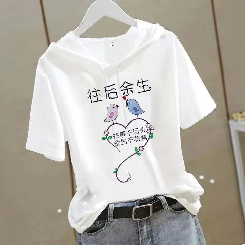 Summer Clothes for Women T Shirt 2022 New Kawaii White Korean Hooded Short Sleeve Tees Cute Tops Streetwear T-shirts Ropa Mujer
Summer Clothes for Women T Shirt 2022 New Kawaii White Korean Hooded Short Sleeve Tees Cute Tops Streetwear T-shirts Ropa Mujer