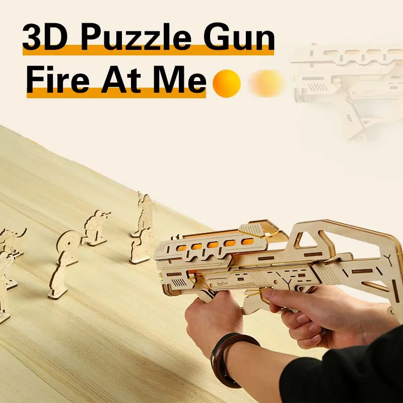 

Трехмерная детская деревянная головоломка-пазл 3d, игрушка для студентов ручной работы, игрушка «сделай сам», модель лазерной резки пистолета, Рождественский подарок