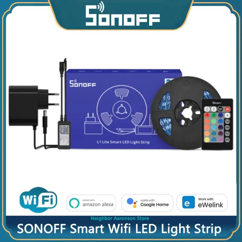 

SONOFF L2 Lite Smart Wifi LED Light Strip 5M Dimmable EU/ US RGB Flexible eWeLink APP Remote Control Work With Alexa Google Home