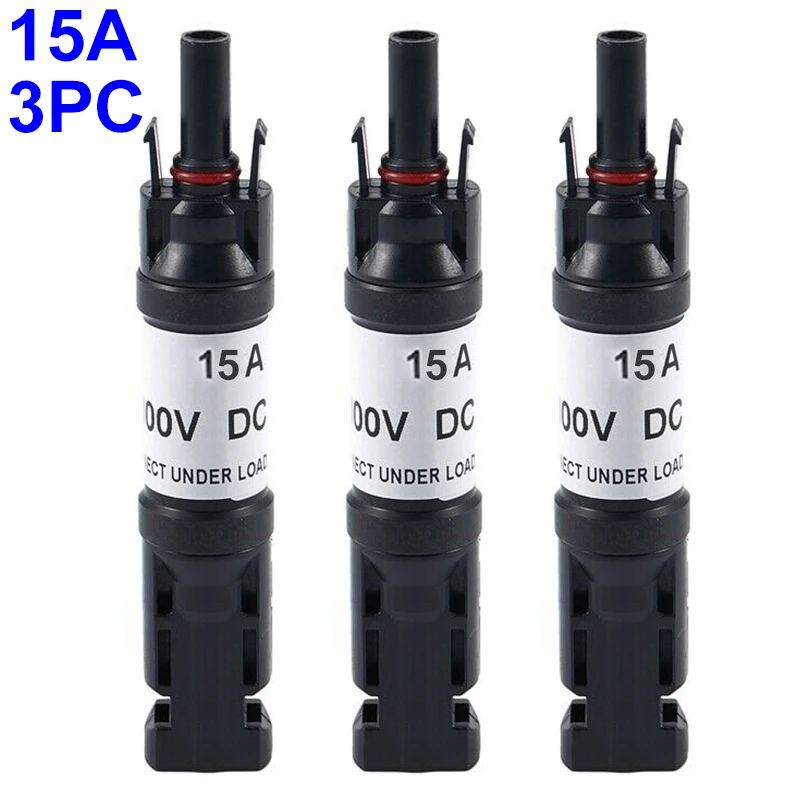 

3pcs 10A 15A 20A DC Diode Solar Plug Connector Fuse UL94-V0 Parallel Solar Panel PV System Inline Fuse IP67 Protection F4.0mm