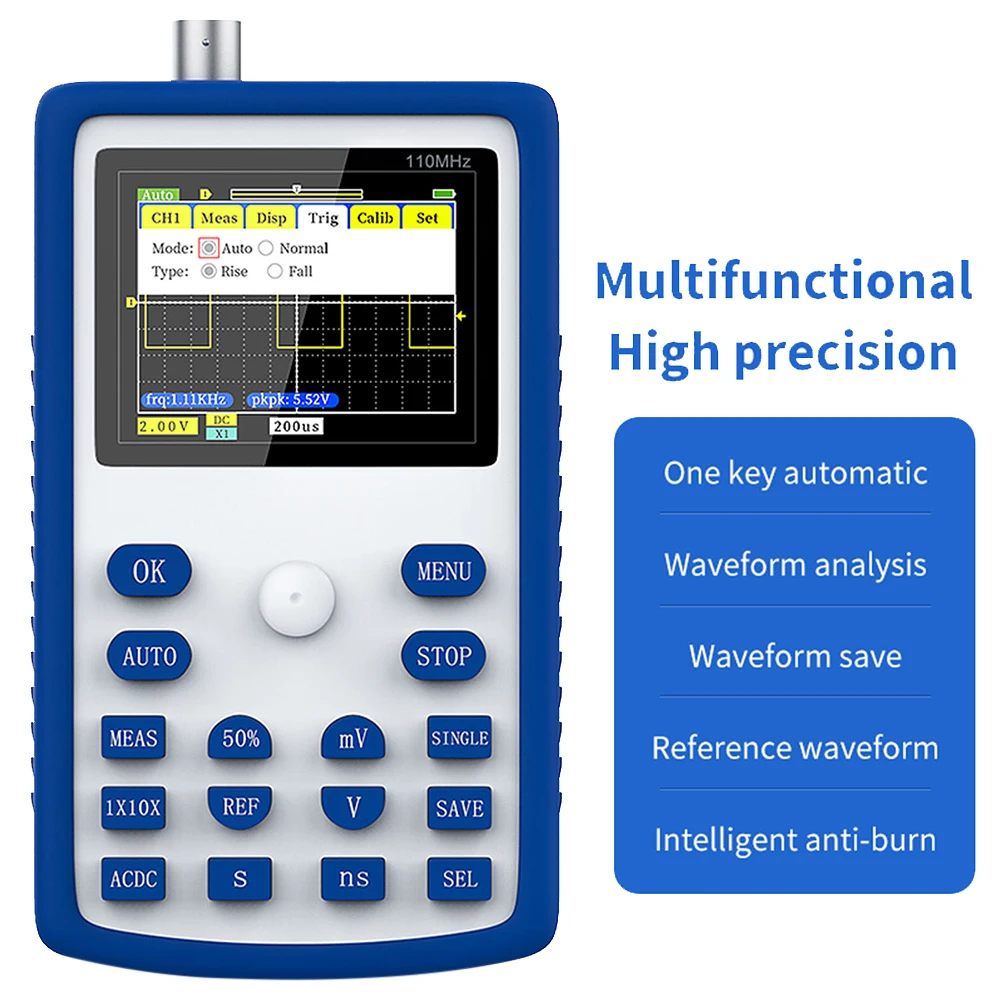 FNIRSI 1C15 Digital Handheld Oscilloscope 500MS/s Sampling Rate 110MHz Analog Bandwidth Waveform Storage 2.4 Inch Screen
FNIRSI 1C15 Digital Handheld Oscilloscope 500MS/s Sampling Rate 110MHz Analog Bandwidth Waveform Storage 2.4 Inch Screen
