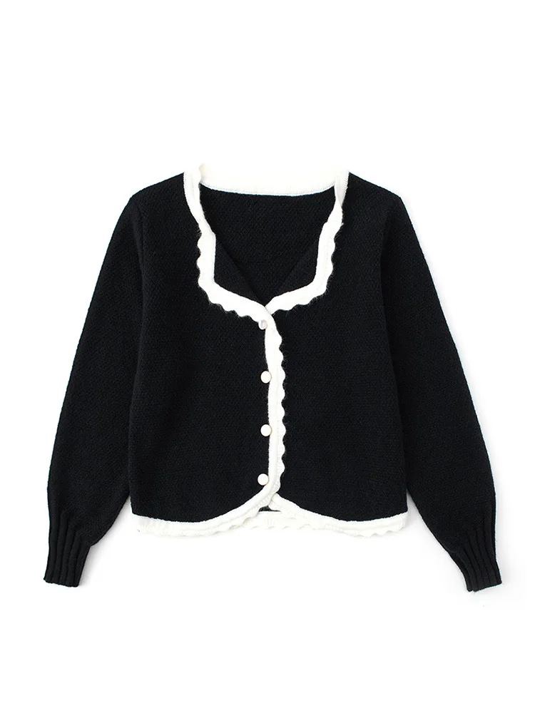 Korean Style O-neck Long Sleeve Knitted Sweaters Women Thin Cardigan Fashion Sleeve Contrast Lace Top Ropa Mujer
Korean Style O-neck Long Sleeve Knitted Sweaters Women Thin Cardigan Fashion Sleeve Contrast Lace Top Ropa Mujer