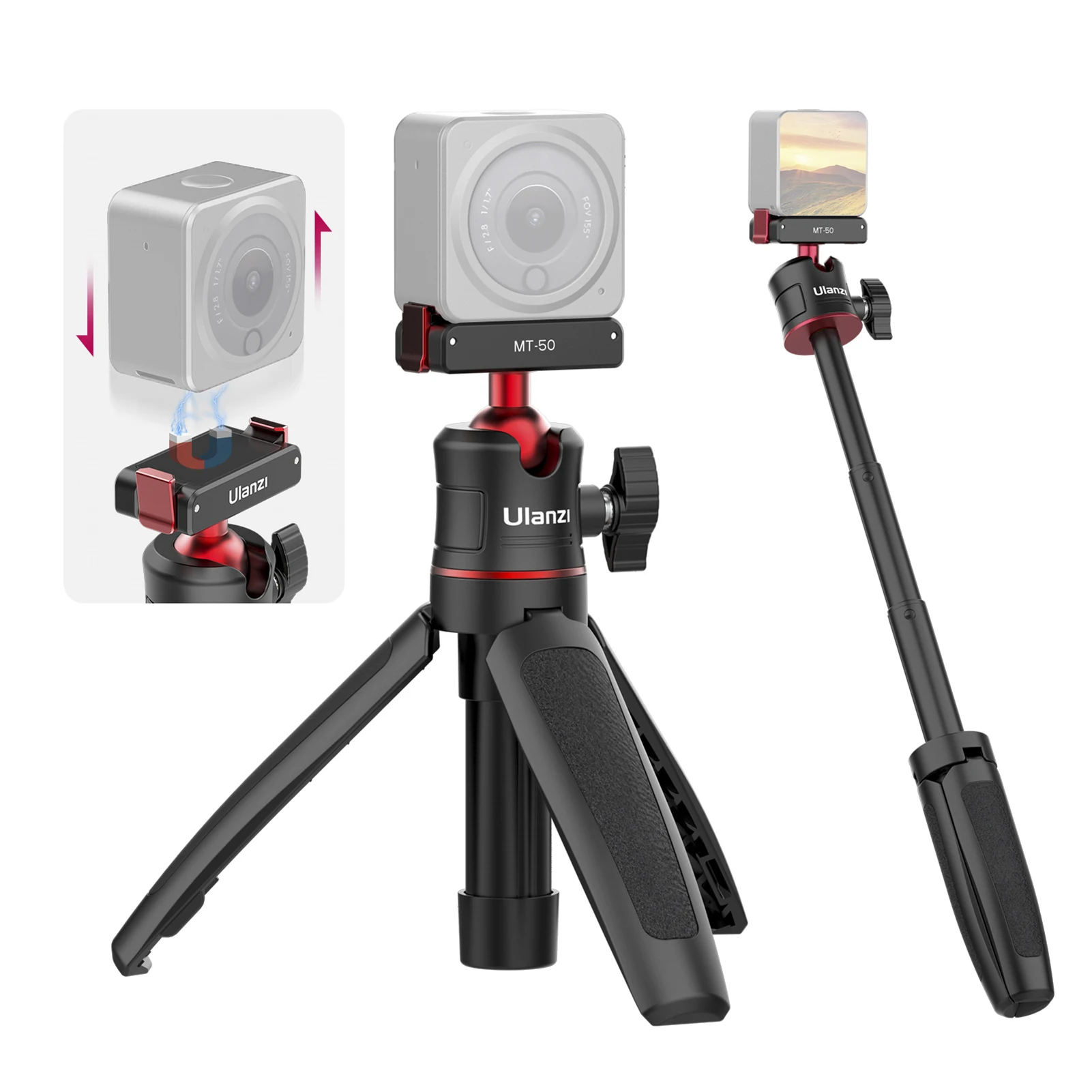 Ulanzi MT-50 Portable Selfie Stick Tripod Stand Magnetic Quick Release with 360° Rotatable Ballhead
Ulanzi MT-50 Portable Selfie Stick Tripod Stand Magnetic Quick Release with 360° Rotatable Ballhead