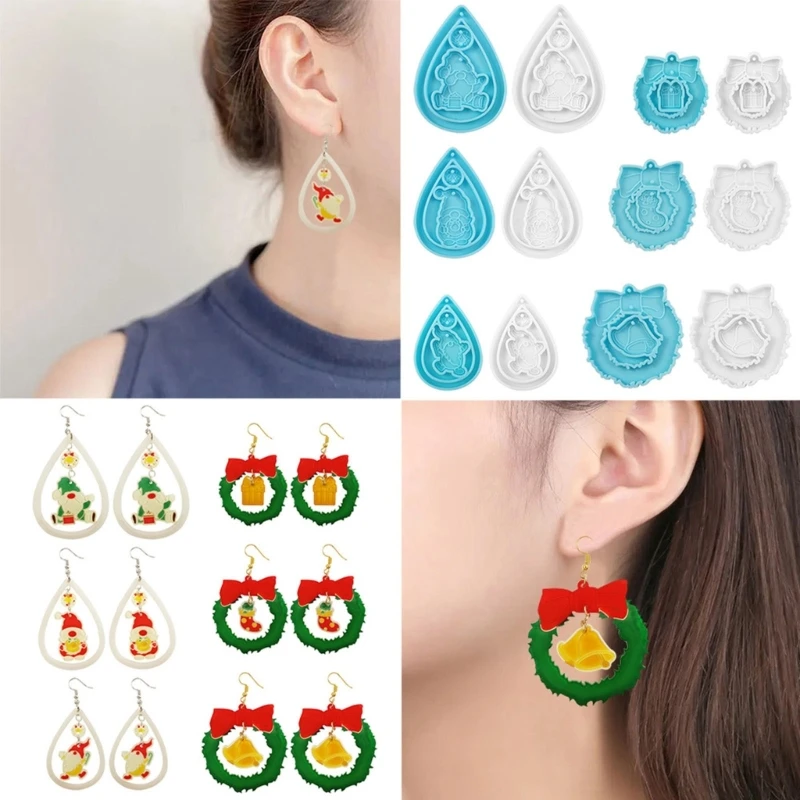 DIY Silicone Mold Christmas Earrings Pendant Silicone Mold Decorative Epoxy Mold DIY Tools for Girls Women Craft Lover Y08E
DIY Silicone Mold Christmas Earrings Pendant Silicone Mold Decorative Epoxy Mold DIY Tools for Girls Women Craft Lover Y08E