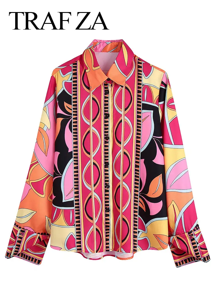 TRAF ZA 2022 Fashion Shirt Print Lapel Single Breasted Long Sleeve Vintage Loose Casual Street Daily Spring Autumn Women Clothes
TRAF ZA 2022 Fashion Shirt Print Lapel Single Breasted Long Sleeve Vintage Loose Casual Street Daily Spring Autumn Women Clothes