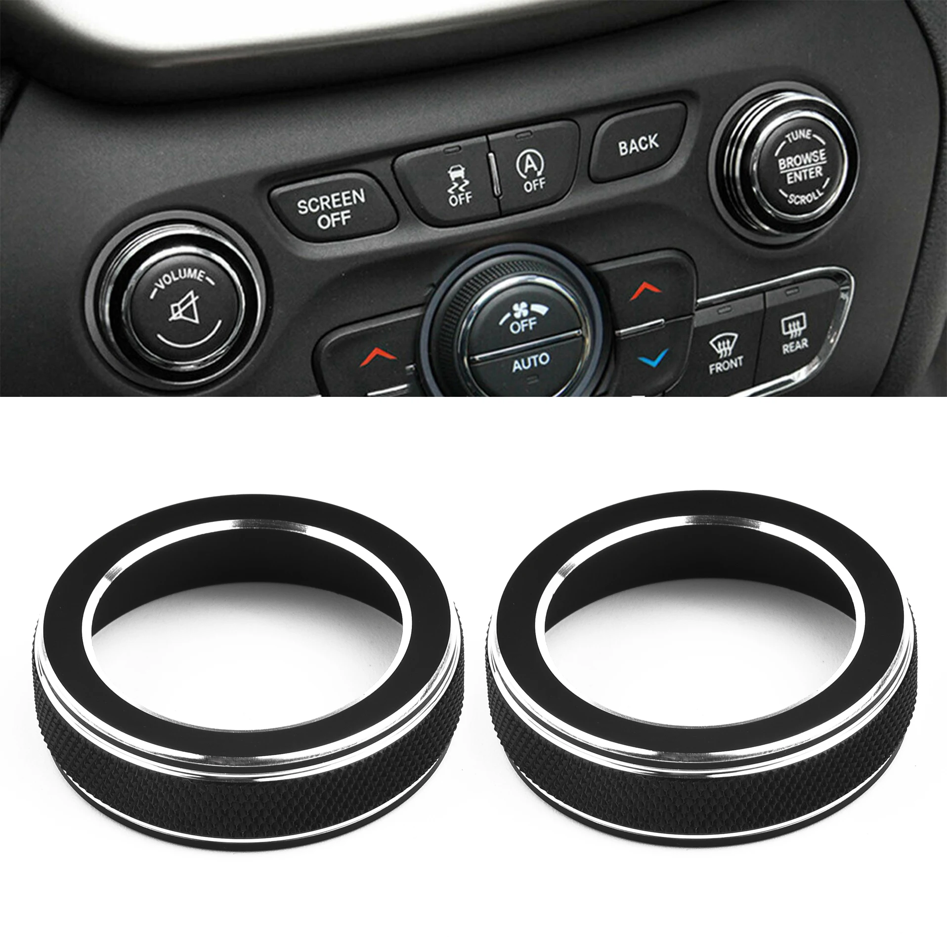 2 шт. регулятор громкости CD переключатель кольцо Крышка отделка для Jeep Grand Cherokee 2016 2017 2018 2019 сменные внутренние молдинги
2 шт. регулятор громкости CD переключатель кольцо Крышка отделка для Jeep Grand Cherokee 2016 2017 2018 2019 сменные внутренние молдинги