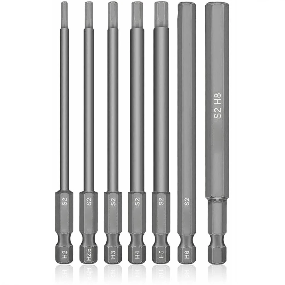 7pcs Metric Magnetic Hex Bits 100mm Screwdriwer Set Bits For Electric Screwdriver H2, H2.5, H3, H4, H5, H6, H8
7pcs Metric Magnetic Hex Bits 100mm Screwdriwer Set Bits For Electric Screwdriver H2, H2.5, H3, H4, H5, H6, H8