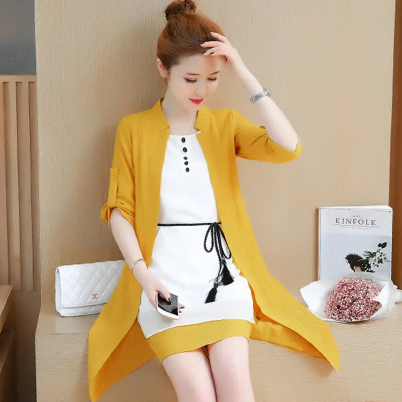 Women Chiffon Dress Set Female Summer Two Piece Set Fashion Cardigan Jacket Coat and Elegant Casual Dresses Suits Femme G261
Women Chiffon Dress Set Female Summer Two Piece Set Fashion Cardigan Jacket Coat and Elegant Casual Dresses Suits Femme G261