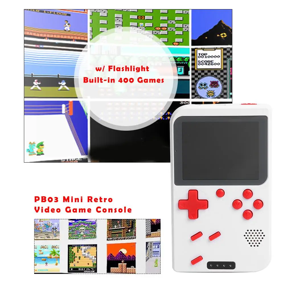 PB03 Mini Handheld Video Game Console Game Player 2.8 Inches TFT Display Screen Nostalgia Built-in 400 Classic Games
PB03 Mini Handheld Video Game Console Game Player 2.8 Inches TFT Display Screen Nostalgia Built-in 400 Classic Games