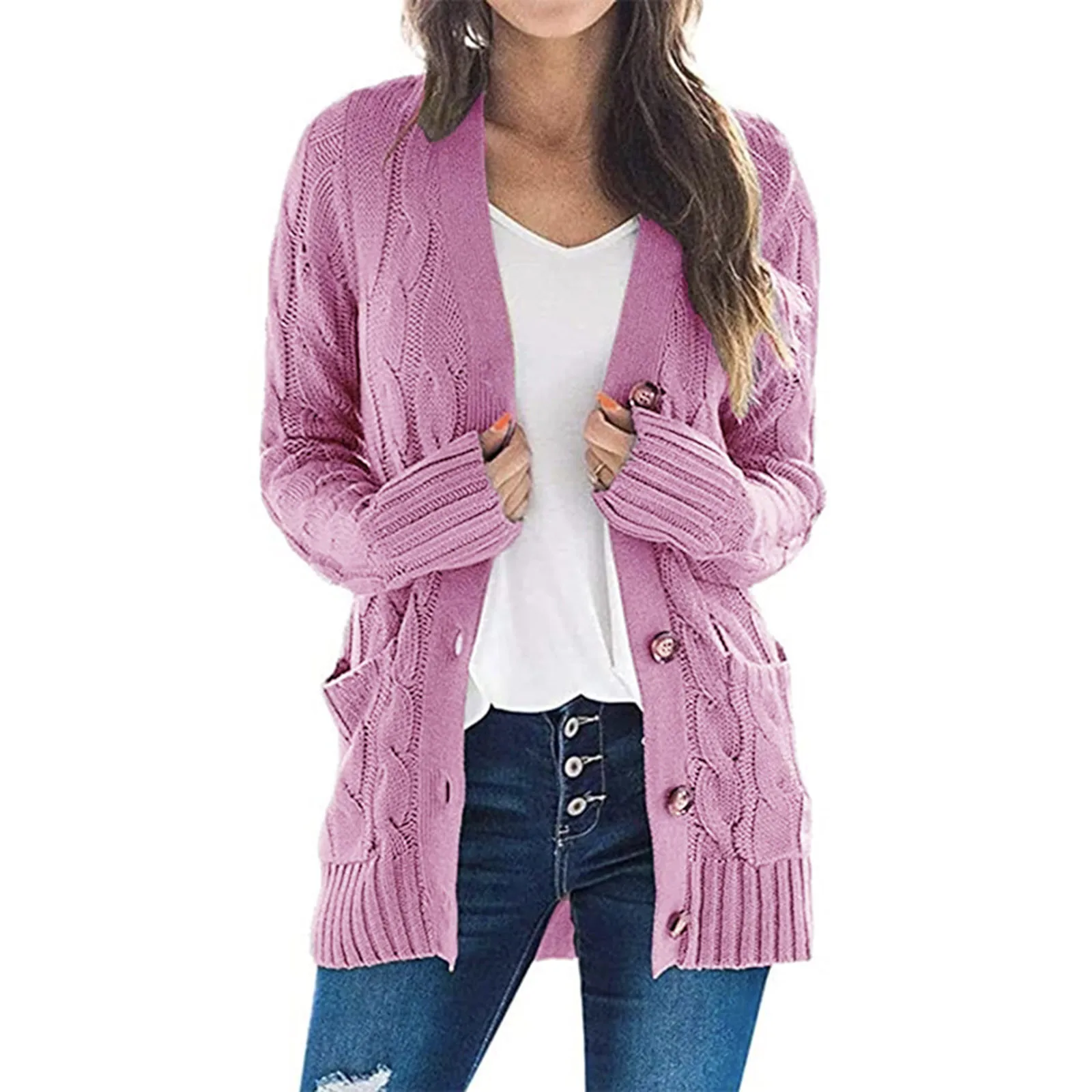 Women's Cardigans Chunky Hand Knitted Open Front Long Sleeve Sweater Button Loose Short Cardigan Outerwear Coats
Women's Cardigans Chunky Hand Knitted Open Front Long Sleeve Sweater Button Loose Short Cardigan Outerwear Coats