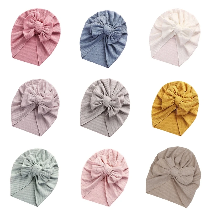 

Baby Hat Turban Cute Bows Knot Beanie Cap Bowknot Headwrap Newborn Soft Cotton Solid Color Bonnet Infants Kids Headwear Gifts