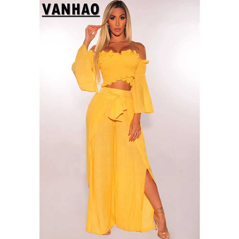 VANHAO 2022 летняя одежда, сексуальный Однотонный женский короткий топ с открытыми плечами и длинные брюки, комплект из двух предметов, оптовая п...
VANHAO 2022 летняя одежда, сексуальный Однотонный женский короткий топ с открытыми плечами и длинные брюки, комплект из двух предметов, оптовая п...