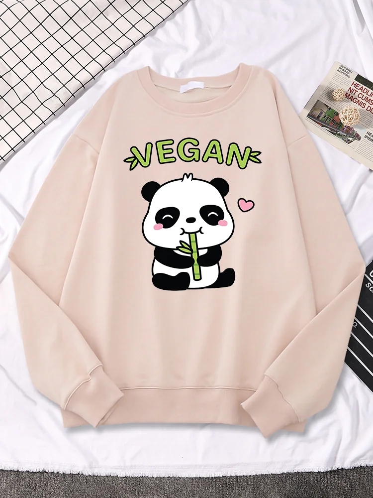 

Vegan Panda Loves To Eat Bamboo Men Hooded O-Neck Comfortable Pullovers Fleece Warm Sportswears Casual Fashion Man Long Sleeves