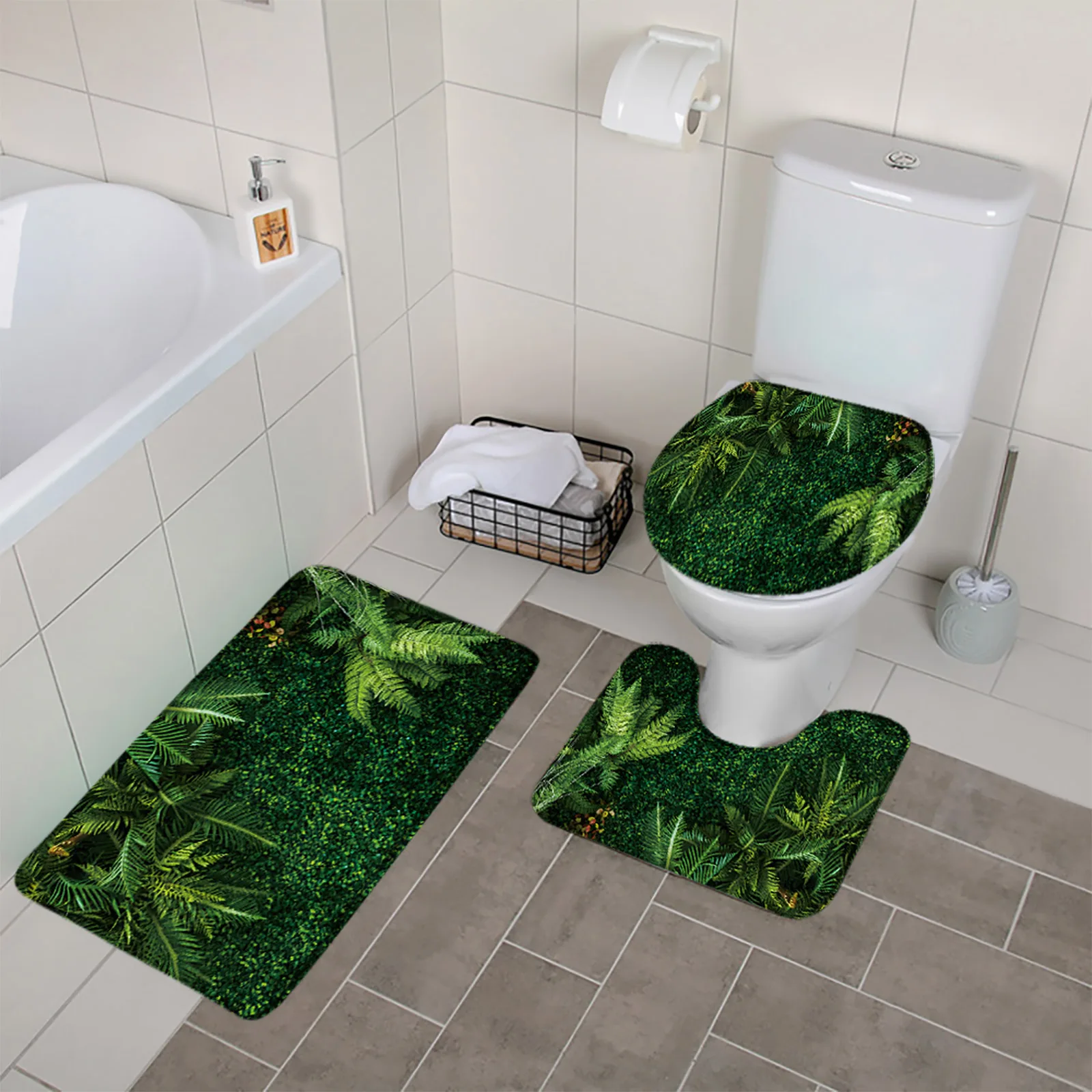 Green Plant Leaves 3pcs Bathroom Mat Sets Tropical Palm Leaf Flower Shower Rugs Carpet Toilet Lid Cover Anti Slip Bathroom Decor
Green Plant Leaves 3pcs Bathroom Mat Sets Tropical Palm Leaf Flower Shower Rugs Carpet Toilet Lid Cover Anti Slip Bathroom Decor