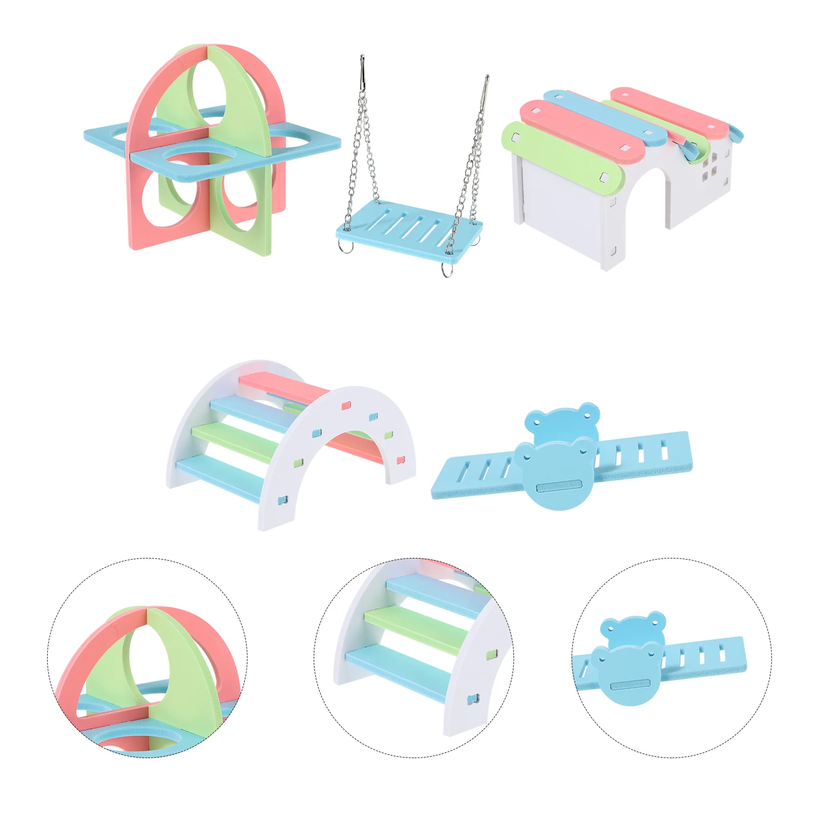 5pcs Hamster Set Rainbow House Hamster Seesaw Bridge Exercise 
5pcs Hamster Set Rainbow House Hamster Seesaw Bridge Exercise