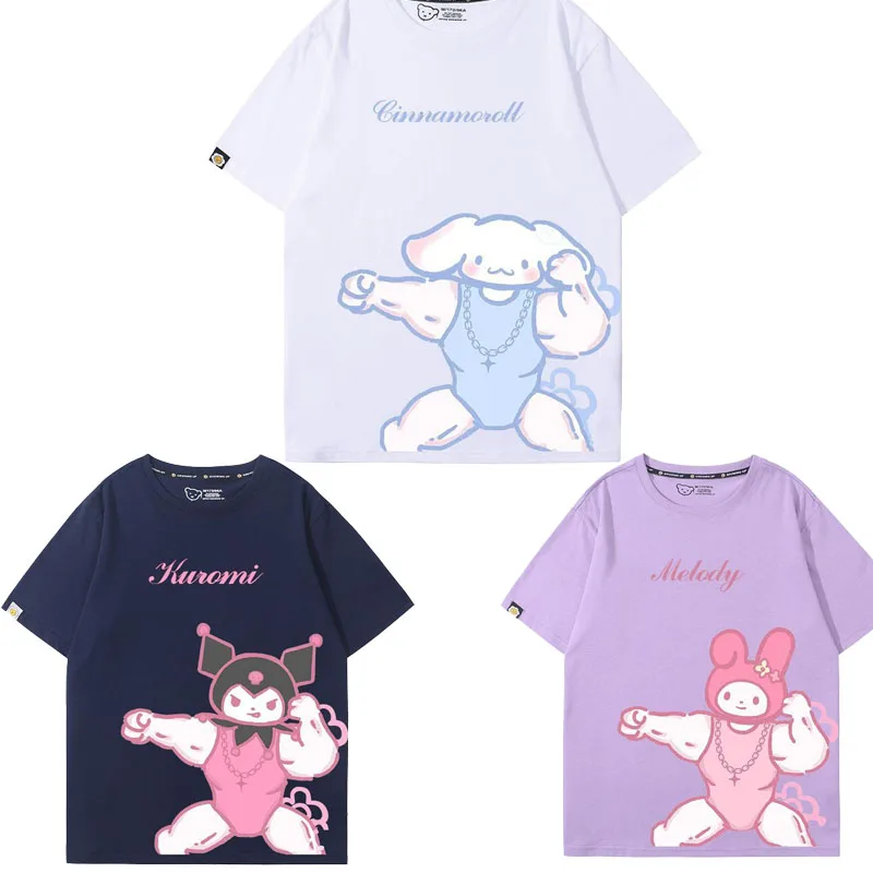 Kawaii Sanrioed My Melody Cinnamoroll Kuromi Летний Новый топ из чистого хлопка с короткими рукавами милая Повседневная Свободная футболка с героями мультфильмов
Kawaii Sanrioed My Melody Cinnamoroll Kuromi Летний Новый топ из чистого хлопка с короткими рукавами милая Повседневная Свободная футболка с героями мультфильмов