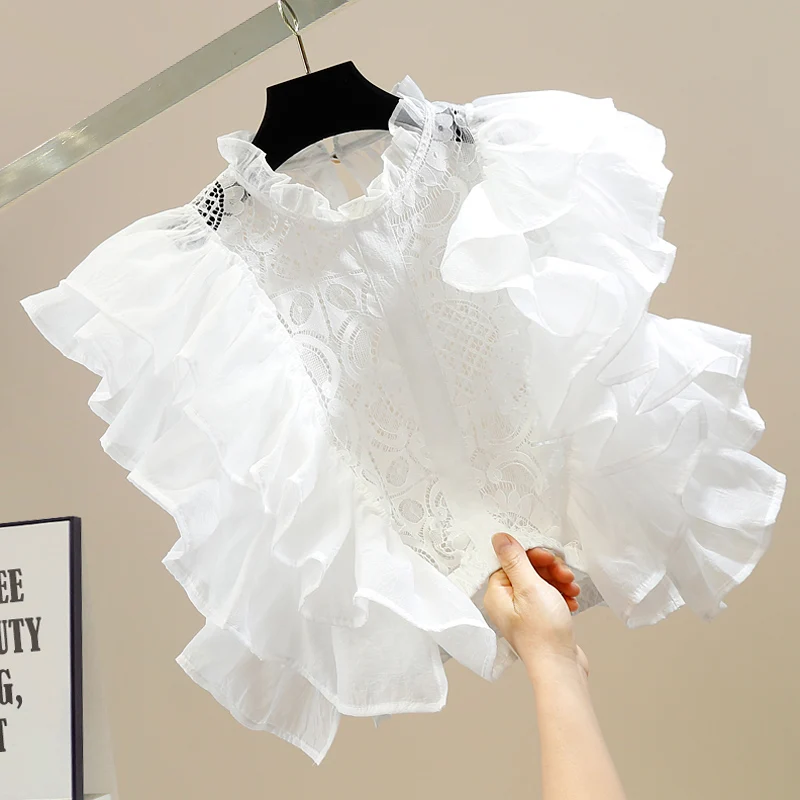 2023 New Summer Shirt Blouse for Women Clothing Ruffles Lace Hollow Out Shirts Hot Girls White/black Crop Tops Female Blouses
2023 New Summer Shirt Blouse for Women Clothing Ruffles Lace Hollow Out Shirts Hot Girls White/black Crop Tops Female Blouses